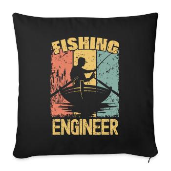 Ingénieur pêche rétro - Housse de coussin décorative 45 x 45 cm - noir - Devant