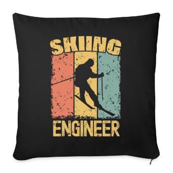 Ingénieur ski rétro - Housse de coussin décorative 45 x 45 cm - noir - Devant