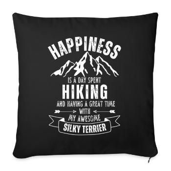Wandern Silky Terrier - Sofakissenbezug 45 x 45 cm - Schwarz - Vorne