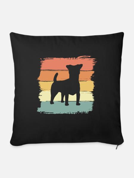 Russel-Terrier Retro - Sofakissenbezug 45 x 45 cm - Schwarz