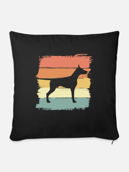 Dobermann retro - Sofakissenbezug 45 x 45 cm - Schwarz
