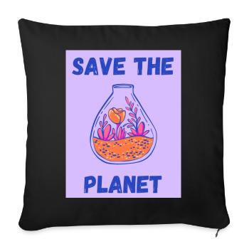 ECOLOGY. PLANET. NATURE. GARDEN. TREE. FLOWER - Sofa pillowcase 17,3'' x 17,3'' (45 x 45 cm) - black - Front
