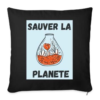 PLANETE. JOUR DE LA TERRE. ECOLOGIE. PLANET. VEGAN - Housse de coussin décorative 45 x 45 cm - noir - Devant