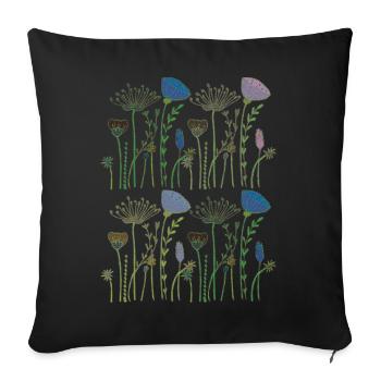 Dried flowers flower meadow - Sofa pillowcase 17,3'' x 17,3'' (45 x 45 cm) - black - Front