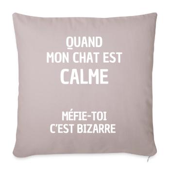 Quand mon chat 🐈‍⬛ - Housse de coussin décorative 45 x 45 cm - taupe clair - Devant