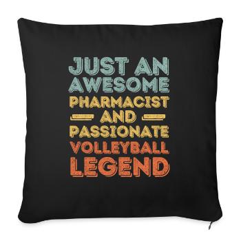 Pharmacien Volleyball légende rétro - Housse de coussin décorative 45 x 45 cm - noir - Devant