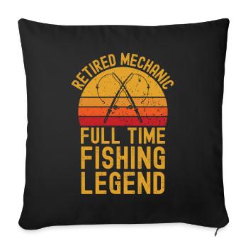 Mécanicien légende de la pêche à la retraite - Housse de coussin décorative 45 x 45 cm - noir - Devant