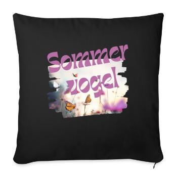 Oiseau d’été - Papillon - Vocabulaire - Housse de coussin décorative 45 x 45 cm - noir - Devant