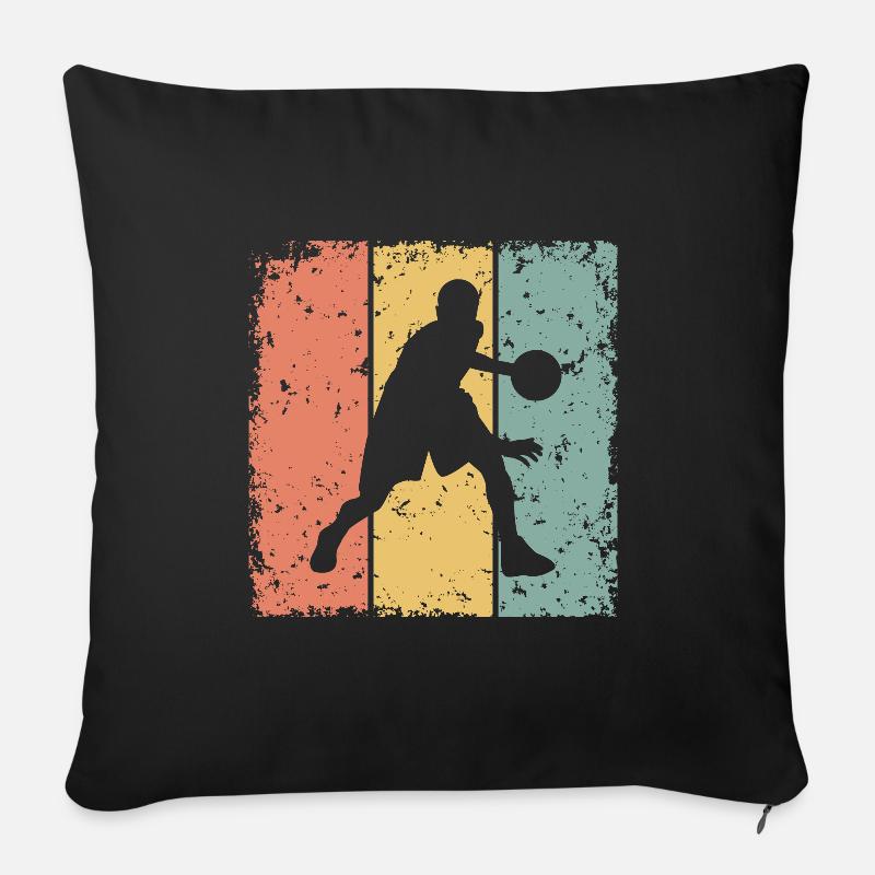 Basketball rétro - Housse de coussin décorative 45 x 45 cm - noir