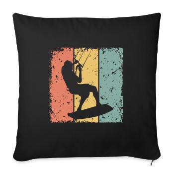Kitesurf rétro - Housse de coussin décorative 45 x 45 cm - noir - Devant