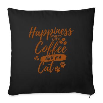 Amateur de chat de café - Housse de coussin décorative 45 x 45 cm - noir - Devant