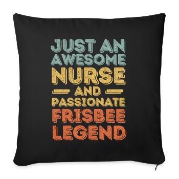 Nurse Frisbee légende rétro - Housse de coussin décorative 45 x 45 cm - noir - Devant