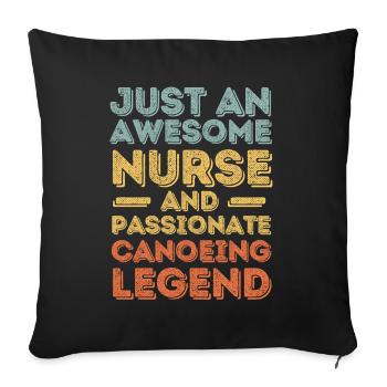 Infirmière Légende du canoë rétro - Housse de coussin décorative 45 x 45 cm - noir - Devant
