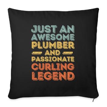 Plumber Curling legend retro - Sofa pillowcase 17,3'' x 17,3'' (45 x 45 cm) - black - Front