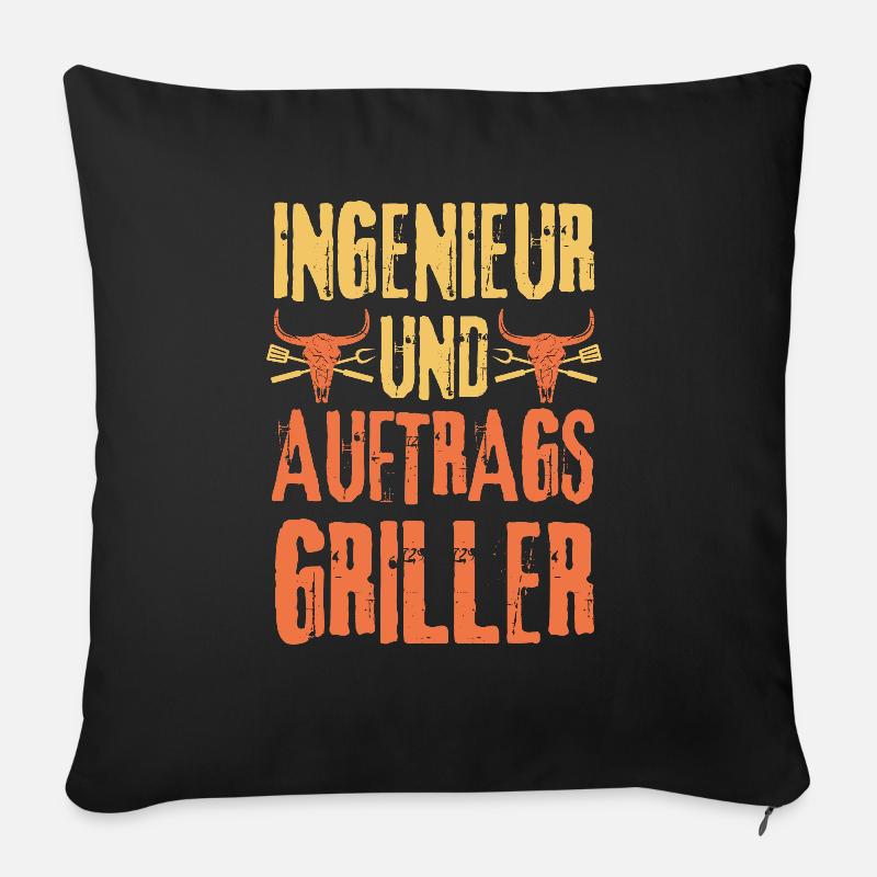 Ingenieur und Grillen - Sofakissenbezug 45 x 45 cm - Schwarz