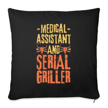 Medical-assistant and Serial Griller - Sofa pillowcase 17,3'' x 17,3'' (45 x 45 cm) - black - Front