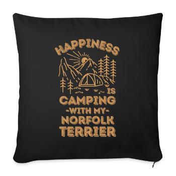 Camping with norfolk-terrier - Sofa pillowcase 17,3'' x 17,3'' (45 x 45 cm) - black - Front