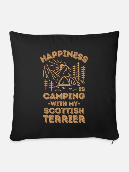 Camping mit schottischem Terrier - Sofakissenbezug 45 x 45 cm - Schwarz