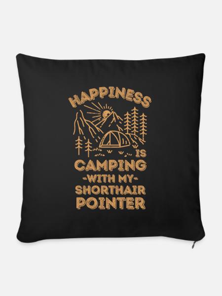 Camping mit Kurzhaar-Pointer - Sofakissenbezug 45 x 45 cm - Schwarz