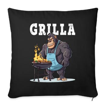 Griller Grilla Griller Gorilla BBQ Dire drôle - Housse de coussin décorative 45 x 45 cm - noir - Devant