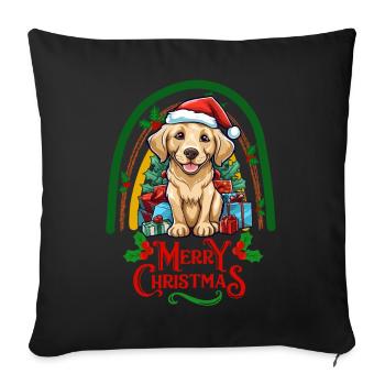 Noël Labrador - Housse de coussin décorative 45 x 45 cm - noir - Devant