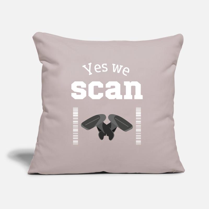 Oui, nous scannons, scanner, code-barres Housse de coussin décorative 45 x 45 cm