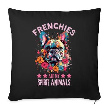 Amateurs de bouledogue français - Housse de coussin décorative 45 x 45 cm - noir - Devant