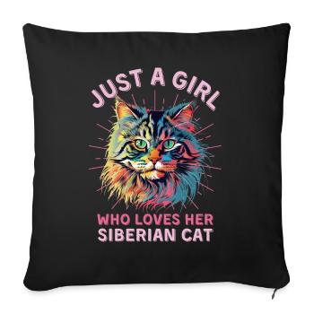 Chat Sibérien Chat Chat Coloré Chat Sibérien - Housse de coussin décorative 45 x 45 cm - noir - Devant