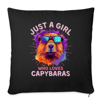 Capybara with sunglasses Capybara Girl - Sofa pillowcase 17,3'' x 17,3'' (45 x 45 cm) - black - Front