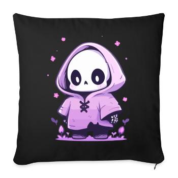 Squelette mignon d’Halloween - Design effrayant mignon - Housse de coussin décorative 45 x 45 cm - noir - Devant