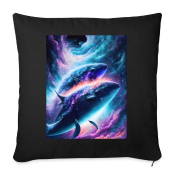 Divine whales in the cosmic star nebula - Sofa pillowcase 17,3'' x 17,3'' (45 x 45 cm) - black - Front