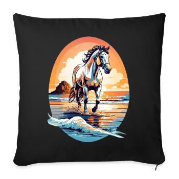 Horse on the beach - Sofa pillowcase 17,3'' x 17,3'' (45 x 45 cm) - black - Front