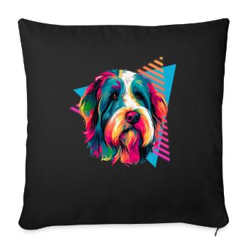 Bearded Collie 80s Style - Sofa pillowcase 17,3'' x 17,3'' (45 x 45 cm) - black - Front
