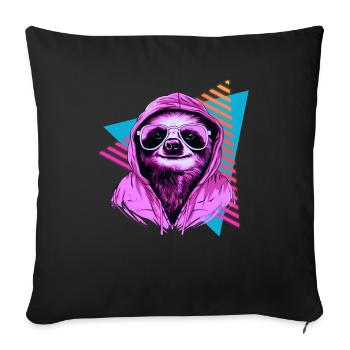 Sloth with sunglasses 80s style - Sofa pillowcase 17,3'' x 17,3'' (45 x 45 cm) - black - Front