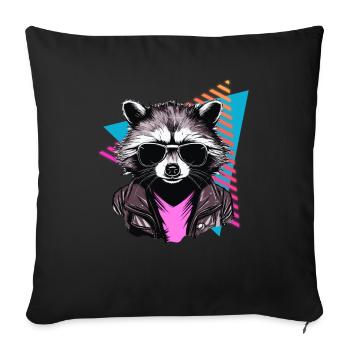 Raccoon with sunglasses 80s style - Sofa pillowcase 17,3'' x 17,3'' (45 x 45 cm) - black - Front