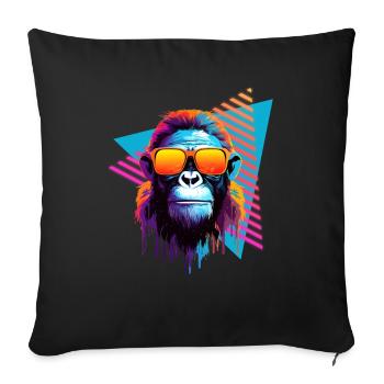 Chimpanzee with sunglasses 80s style - Sofa pillowcase 17,3'' x 17,3'' (45 x 45 cm) - black - Front