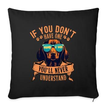 Dachshund with sunglasses - Sofa pillowcase 17,3'' x 17,3'' (45 x 45 cm) - black - Front