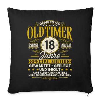 18. Geburtstag Geschenk Oldtimer 18 Jahre - Sofakissenbezug 45 x 45 cm - Schwarz - Vorne