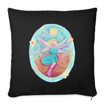 Elfe magique de la joie - Sonja Ariel von Staden - Housse de coussin décorative 45 x 45 cm - noir - Devant