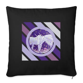 Unicorn couple firefly night - Sonja Ariel - Sofa pillowcase 17,3'' x 17,3'' (45 x 45 cm) - black - Front