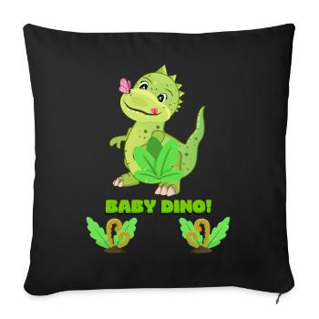 Cute Baby Dinosaur Fantasy Illustration - Sofa pillowcase 17,3'' x 17,3'' (45 x 45 cm) - black - Front
