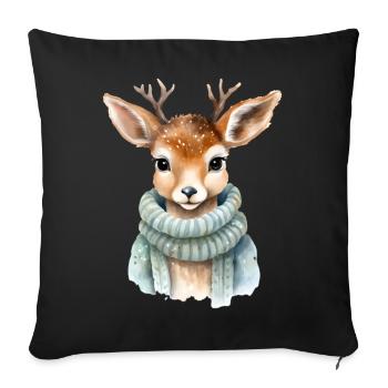Fauve en manteau d’hiver - Housse de coussin décorative 45 x 45 cm - noir - Devant