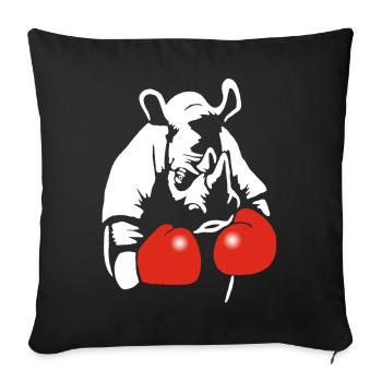 Rhinocéros boxeur - Housse de coussin décorative 45 x 45 cm - noir - Devant