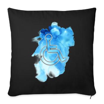 Wheelchair symbol with blue background # - Sofa pillowcase 17,3'' x 17,3'' (45 x 45 cm) - black - Front