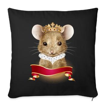 cute mouse with royal crown and ermine collar - Sofa pillowcase 17,3'' x 17,3'' (45 x 45 cm) - black - Front