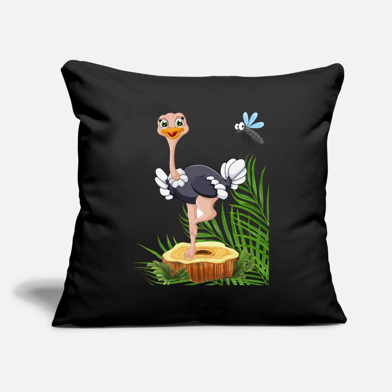 Whimsical Stork with Fly and Nature Elements Sofa pillowcase 17,3'' x 17,3'' (45 x 45 cm)
