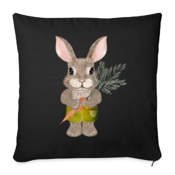 cute rabbit with carrot and shorts - Sofa pillowcase 17,3'' x 17,3'' (45 x 45 cm) - black - Front