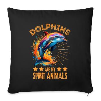 Colorful dolphin paint blobs paint splashes - Sofa pillowcase 17,3'' x 17,3'' (45 x 45 cm) - black - Front
