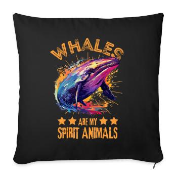Colorful whale paint blobs paint splashes - Sofa pillowcase 17,3'' x 17,3'' (45 x 45 cm) - black - Front
