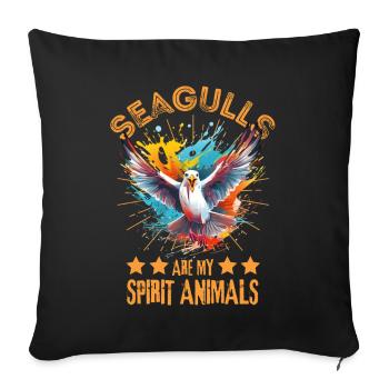 Colorful seagull paint blobs paint splashes - Sofa pillowcase 17,3'' x 17,3'' (45 x 45 cm) - black - Front